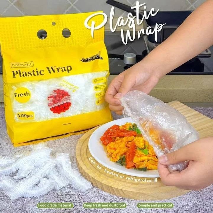 100 Pcs Elastic Plastic Wrap Food Cover