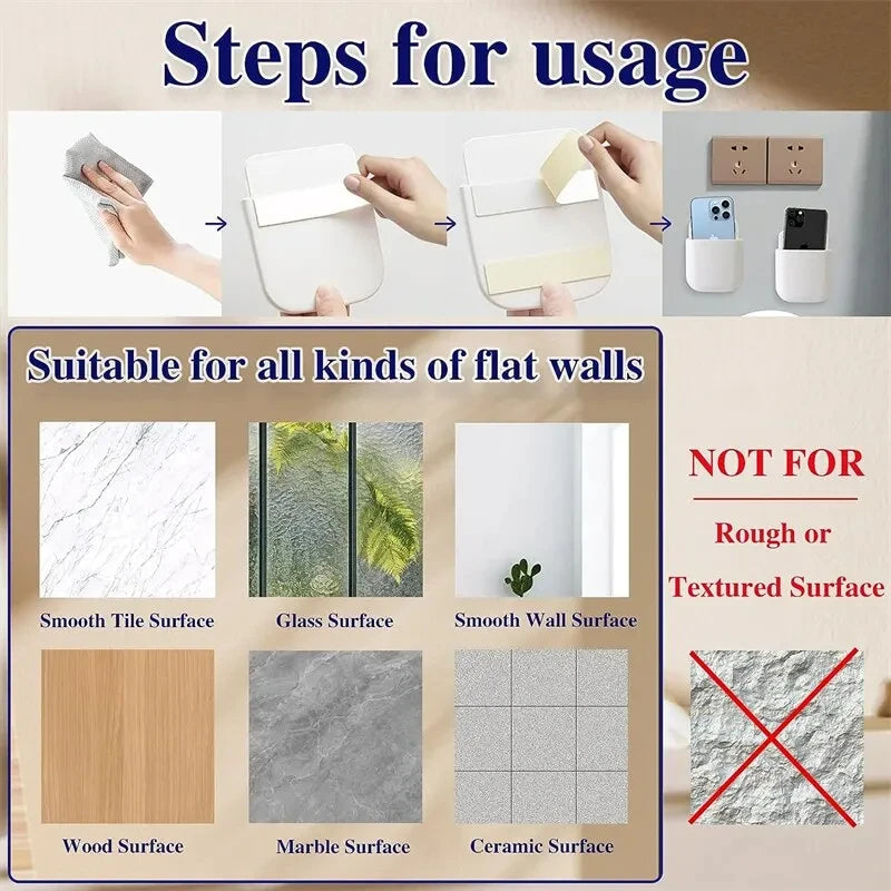 Wall-Mounted Multi-Functional Storage Box & Phone Holder