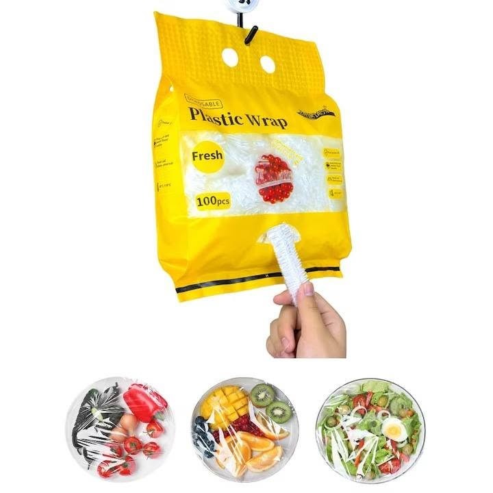100 Pcs Elastic Plastic Wrap Food Cover